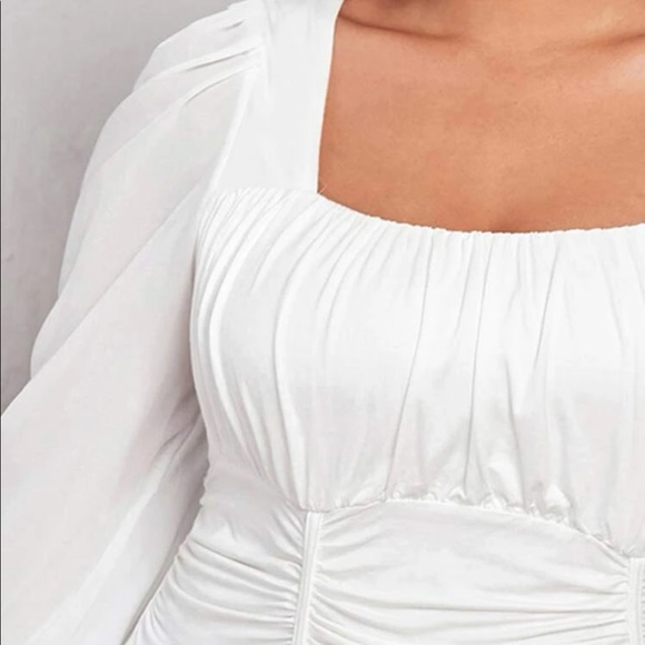 Boho Plus Size White Bishop Sleeve Shirt Top Blouse White - Picture 3 of 9